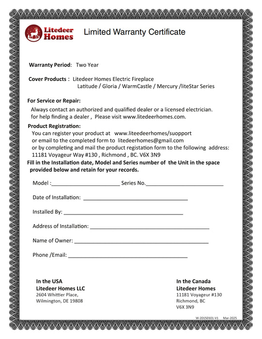 Litedeer Homes Extended Warranty Plan - 3 Year
