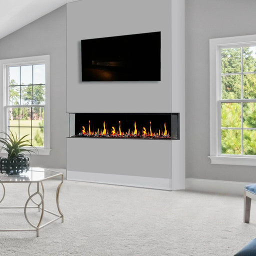 2025 Warmcastle 50-Inch 3-Sided Smart Electric Fireplace with Crackling Sounds, App Control, Driftwood Logs, Reflective Fire Glass Amber (Model: ZEF50TA) - Litedeer Homes