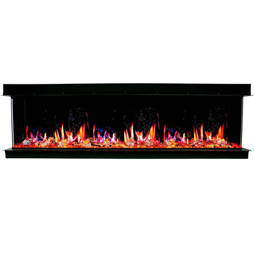 2025 New 2025 Warmcastle 60-Inch 3-Sided Smart Electric Fireplace with Crackling Sounds, App Control, Driftwood Logs, Reflective Fire Glass Amber (Model: ZEF60TA) - Litedeer Homes