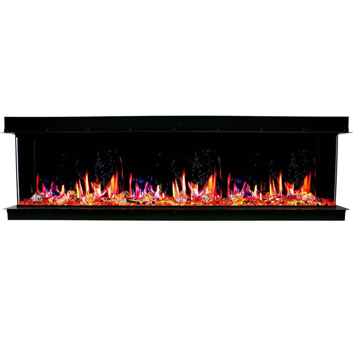 2025 New 2025 Warmcastle 60-Inch 3-Sided Smart Electric Fireplace with Crackling Sounds, App Control, Driftwood Logs, Reflective Fire Glass Amber (Model: ZEF60TA) - Litedeer Homes