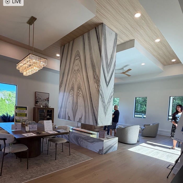 Litedeer Homes Mercury VEW60A in the stone room divider at The Ember, House 10, Louisville HOMEARAMA 2026.