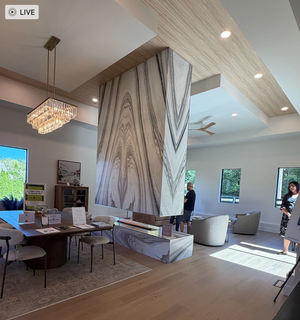 Litedeer Homes Mercury VEW60A in the stone room divider at The Ember, House 10, Louisville HOMEARAMA 2026.
