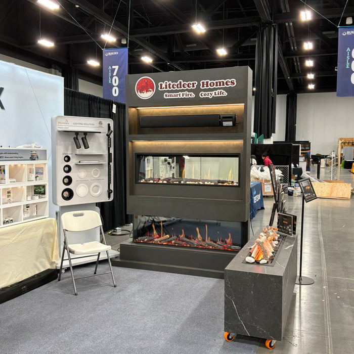Real Litedeer Homes Booth 619 at BUILDEX Alberta, photographed October 20 2026