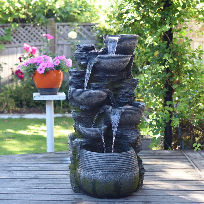 Litedeer 6 Tiered Cascading Stone Water Fountain Pump