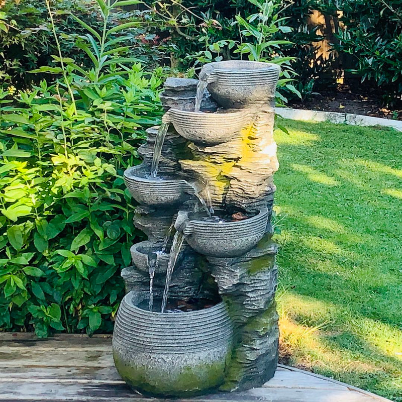 Litedeer 6 Tiered Cascading Stone Water Fountain Pump