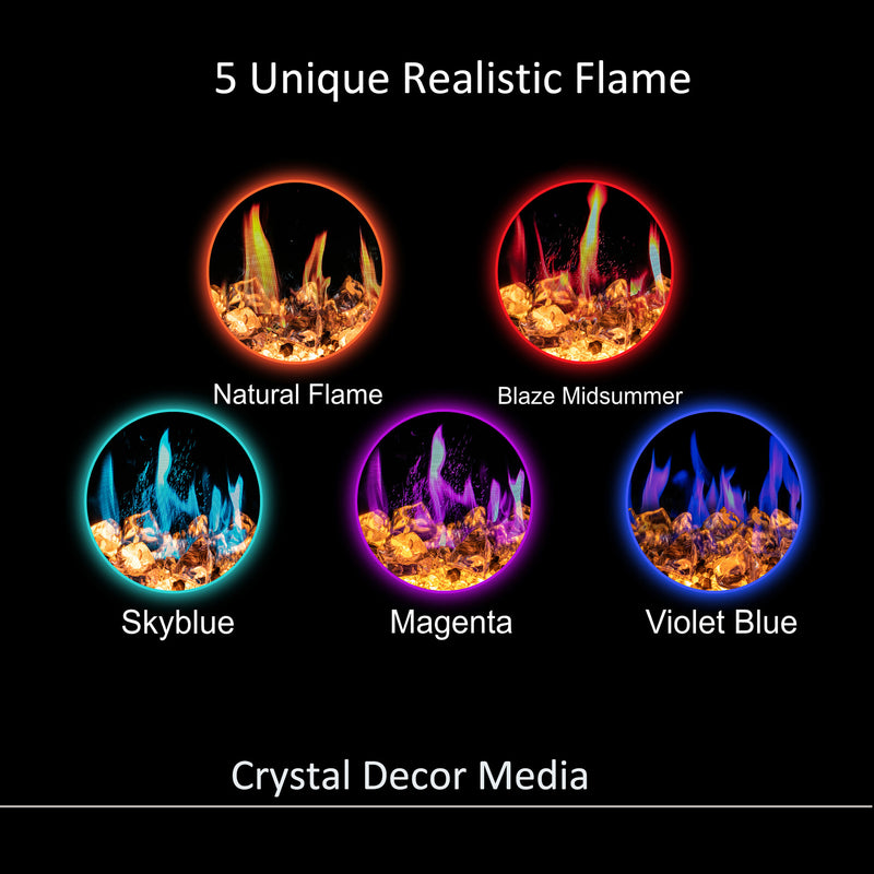 2025 New Warmcastle 50-inch 3-Sided Smart Electric Fireplace with Crackling Sounds, App Diamond-like Crystal (Model: ZEF50T)