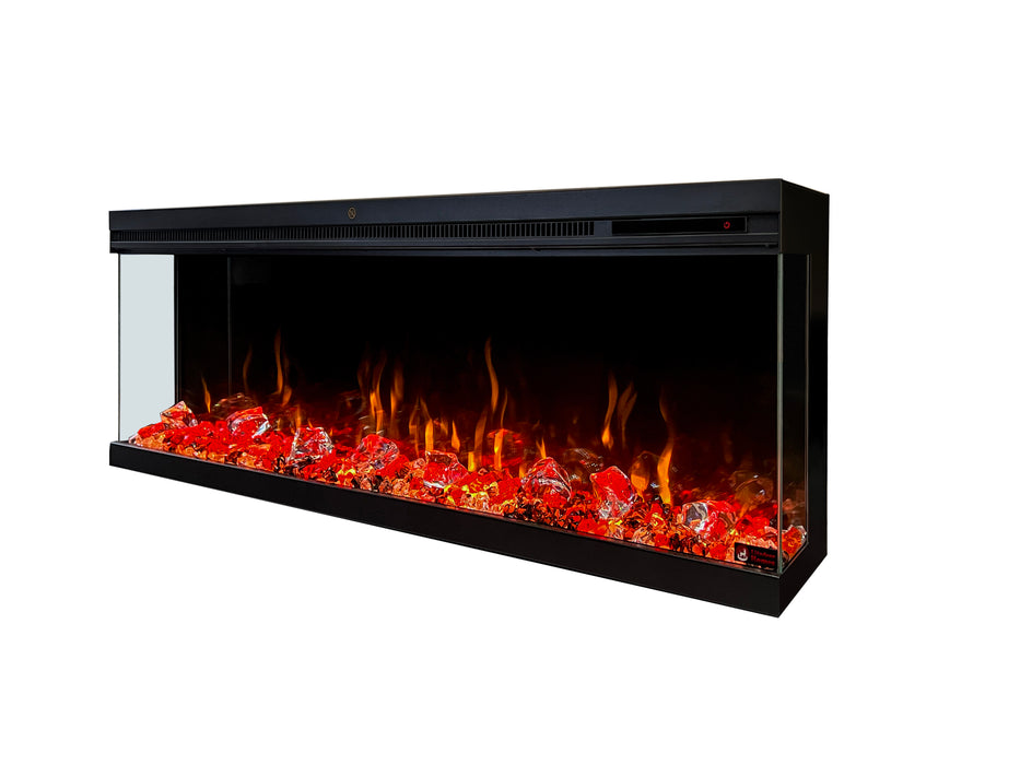 Litedeer Homes Alpha 50" 3-Sided Sleek Electric Fireplace with Crushed Ice Rocks (Model: ABS50C)