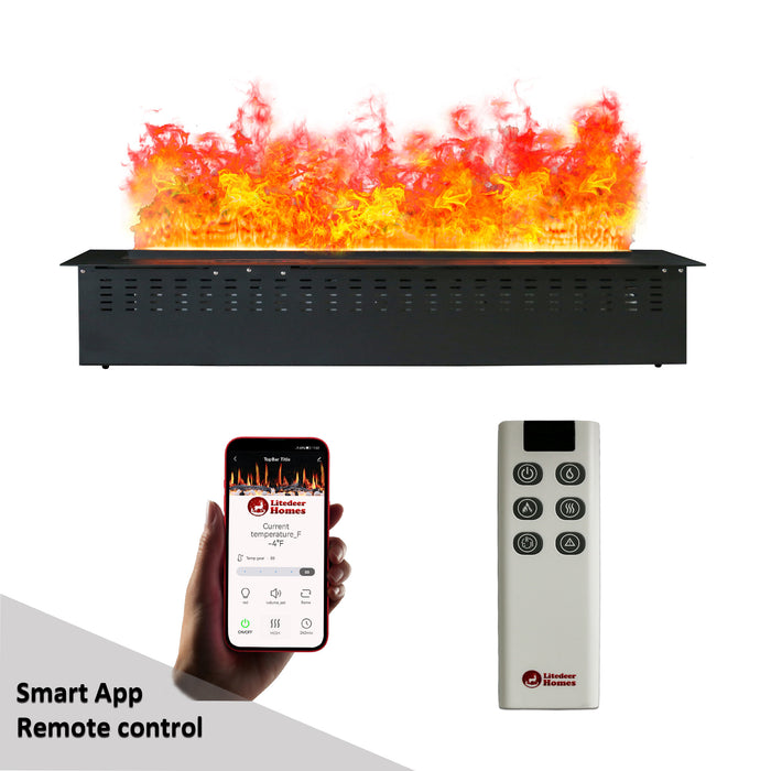 Litedeer Homes Mercury 40-inch 3D Water Vapor Fireplace Cassette with Smart Fireplace App, Multi-colour Flame & Remote Control (Model: VEW40A or VEW40M)