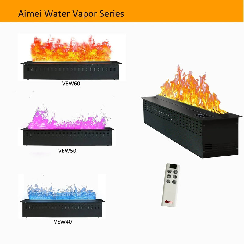 Litedeer Homes Mercury 60-inch 3D Water Vapor Fireplace with Smart Fireplace App, Multi-colour Flame, Remote Control (Model: VEW60A or VEW60M) - Litedeer Homes