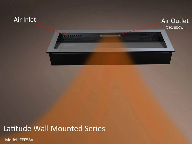 2025 New Litedeer Homes Latitude II 58-inch Wall Mount Smart Electric Fireplace with Multi-flame, Crackling Sounds - ZEF58V - Litedeer Homes