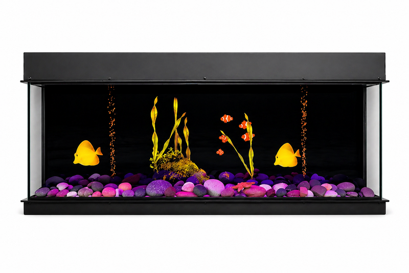 Warmcastle ZEF60T 60" Panoramic 3-Sided Smart Electric Fireplace with Aquarium Mode | Built-In Panoramic Fireplace |Breathing Logs | Multi-Flame, App Control