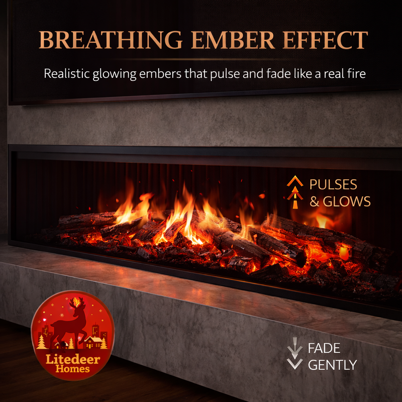 Aurora X72 72" Holographic Electric Fireplace | Built-in Architectural Flame System | Smart Control | Ultra-Realistic 3D Flame