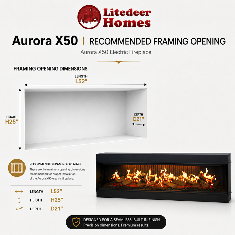 Aurora X50 50-Inch 3D Holographic Fireplace | Luxury Built-In Electric Fireplace