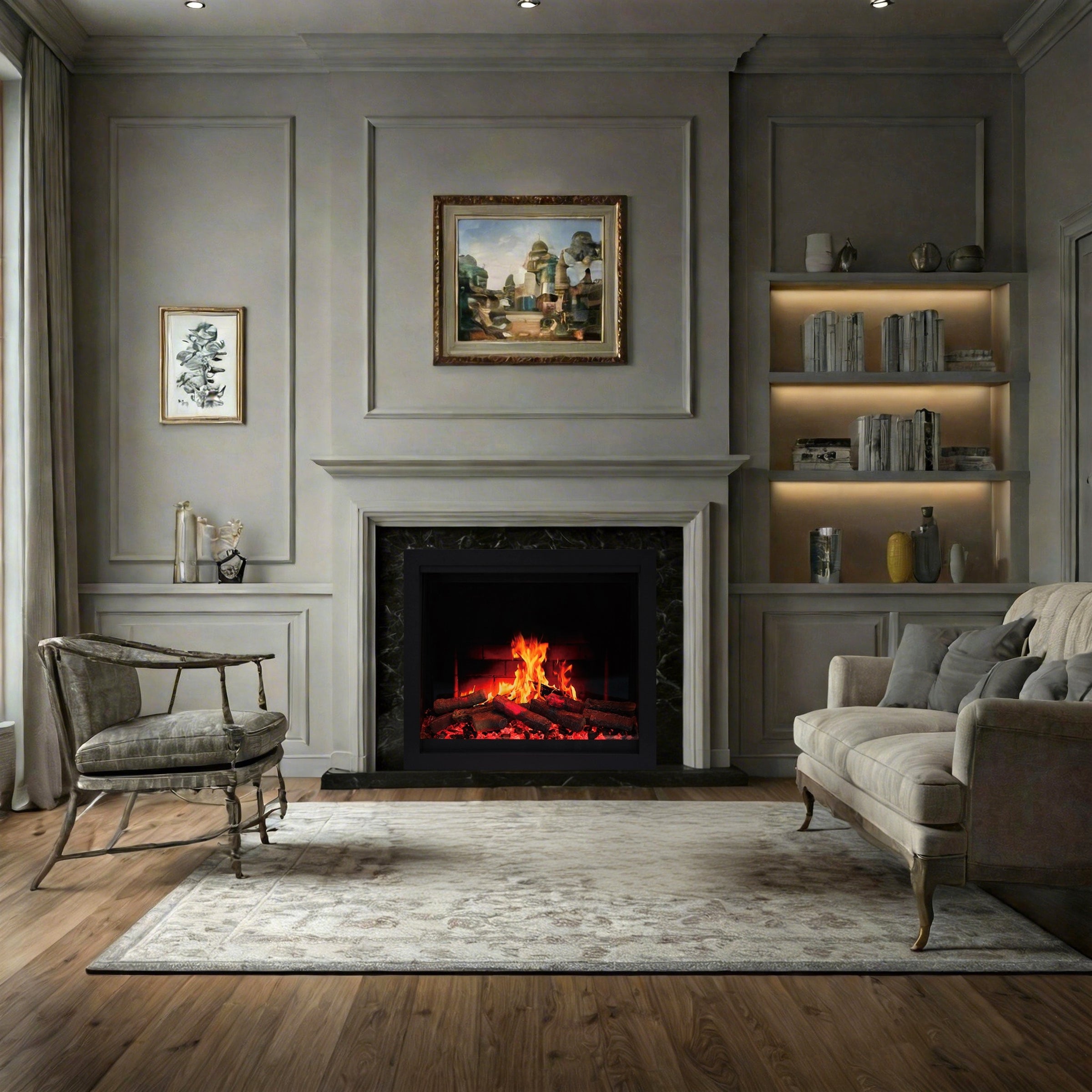 72-Inch Built-in Electric Fireplace | Holographic 3D Smart Fireplace ...