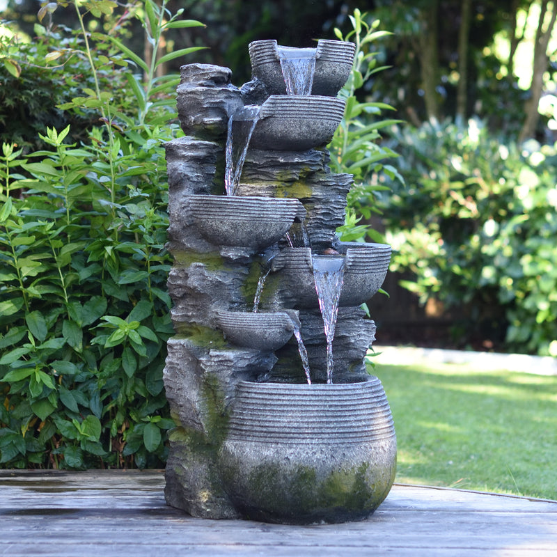 Litedeer 6 Tiered Cascading Stone Water Fountain Pump