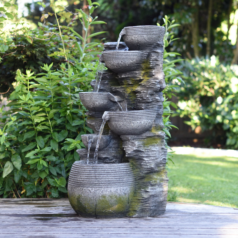 Litedeer 6 Tiered Cascading Stone Water Fountain Pump