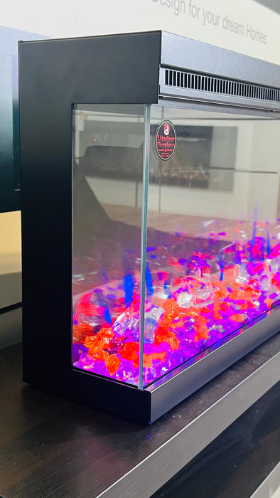 Litedeer Homes Alpha 50" 3-Sided Sleek Electric Fireplace with Crushed Ice Rocks (Model: ABS50C)