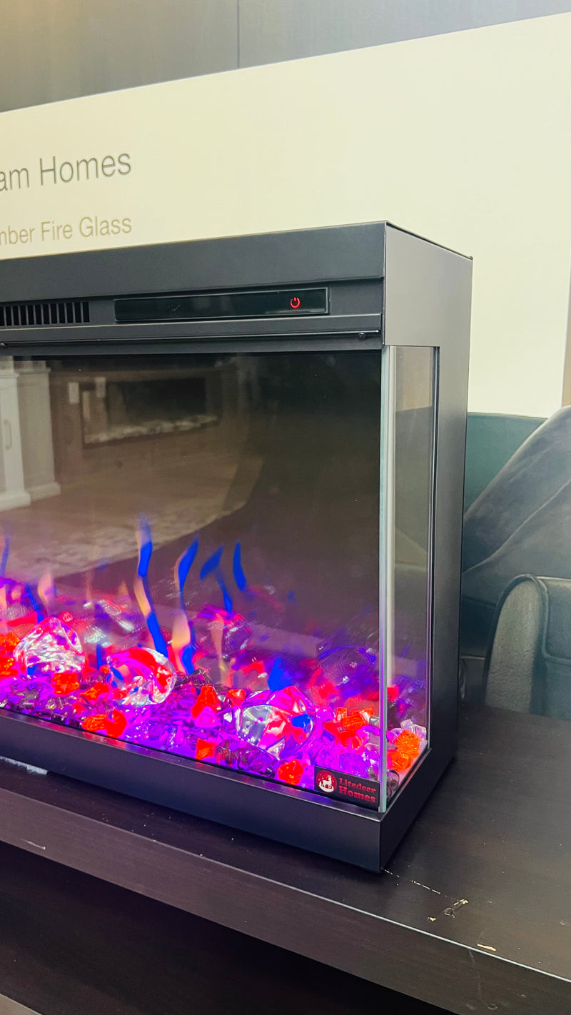 Litedeer Homes Alpha 50" 3-Sided Sleek Electric Fireplace with Crushed Ice Rocks (Model: ABS50C)