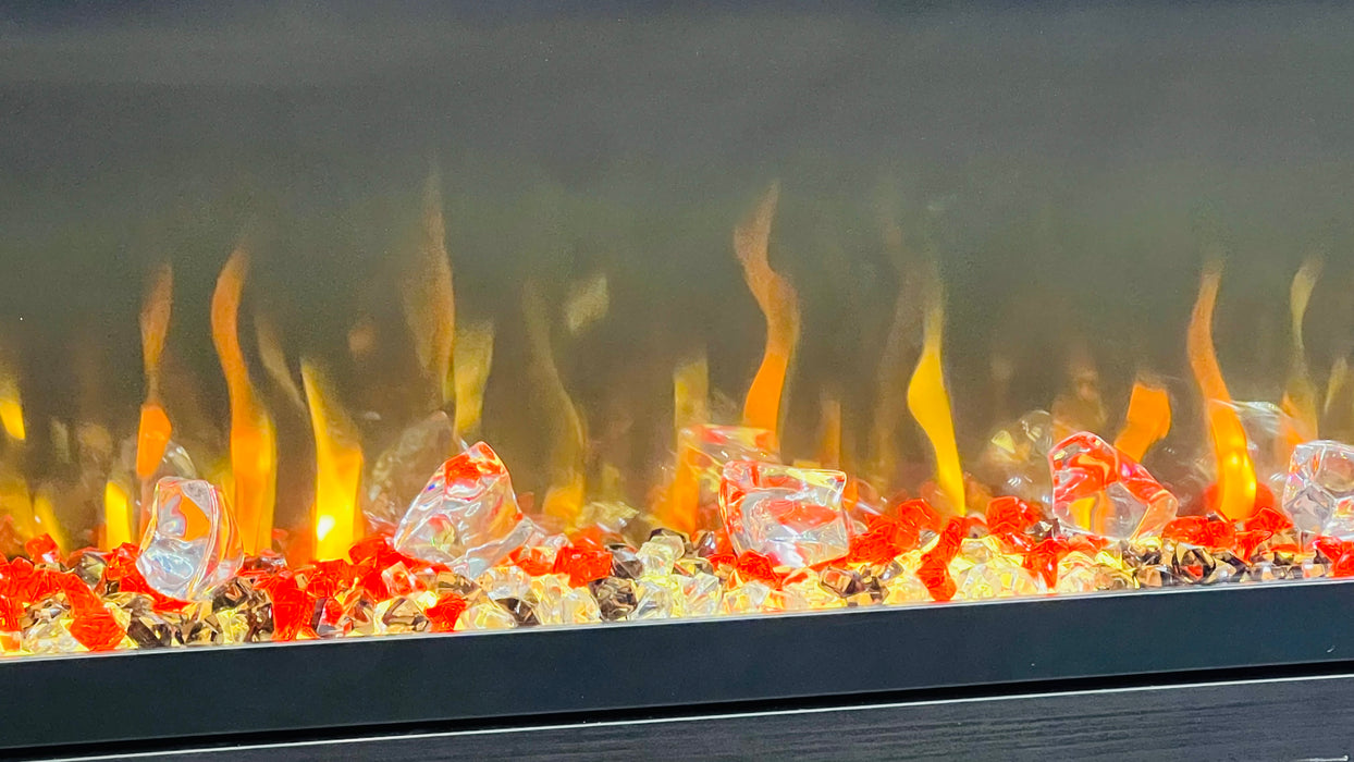 Litedeer Homes Alpha 50" 3-Sided Sleek Electric Fireplace with Crushed Ice Rocks (Model: ABS50C)