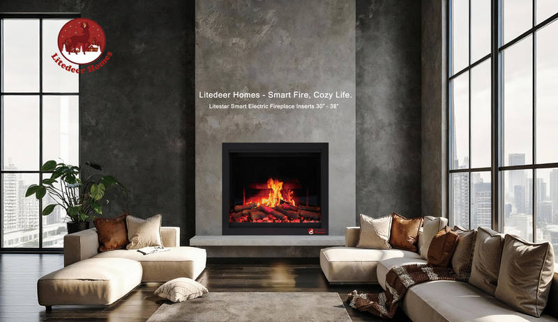 Litestar 35″ Smart Electric Fireplace Insert – Ultra-Slim Built-In, Wi-Fi App Control (ZEF35X)