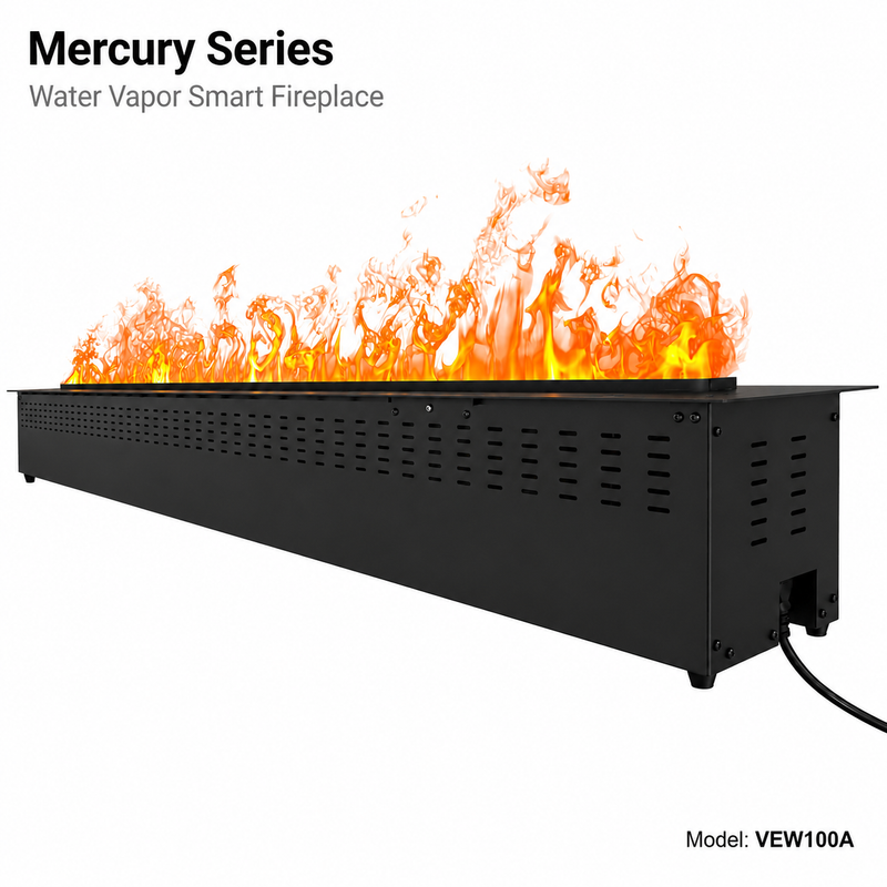 Litedeer Homes Mercury VEW100A XL Large 100-Inch 3D Water Vapor Smart Electric Fireplace Cassette