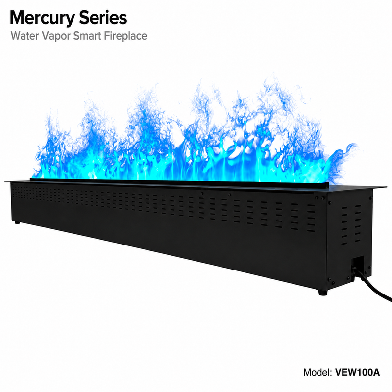 Litedeer Homes Mercury 60-Inch Built-in 3D Water Vapor Fireplace Cassette, Smart Mist Fireplace with App & Remote Control (VEW60A / VEW60M)