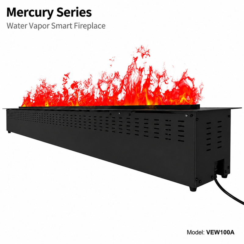 Litedeer Homes Mercury VEW100A XL Large 100-Inch 3D Water Vapor Smart Electric Fireplace Cassette