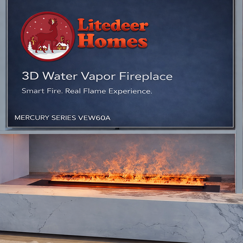 60-Inch Water Vapor Fireplace Cassette | 3D Built-in Smart Mist ...