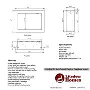 🔥 2025 New LiteStar ZEF32X – 32-inch Smart Electric Fireplace Insert Multi-Flame Style | Breathing Logs | Smart App | 5 Unique Flame Colors | Adjustable Crackling Sounds🔥 - Litedeer Homes