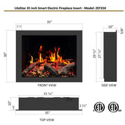 🔥 2025 New LiteStar ZEF35X – 35-inch Smart Electric Fireplace Insert 🔥 Multi-Flame Style | Breathing Logs | Smart App | 5 Unique Flame Colors | Adjustable Crackling Sounds - Litedeer Homes