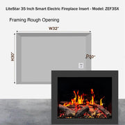 🔥 2025 New LiteStar ZEF35X – 35-inch Smart Electric Fireplace Insert 🔥 Multi-Flame Style | Breathing Logs | Smart App | 5 Unique Flame Colors | Adjustable Crackling Sounds - Litedeer Homes