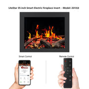 🔥 2025 New LiteStar ZEF35X – 35-inch Smart Electric Fireplace Insert 🔥 Multi-Flame Style | Breathing Logs | Smart App | 5 Unique Flame Colors | Adjustable Crackling Sounds - Litedeer Homes