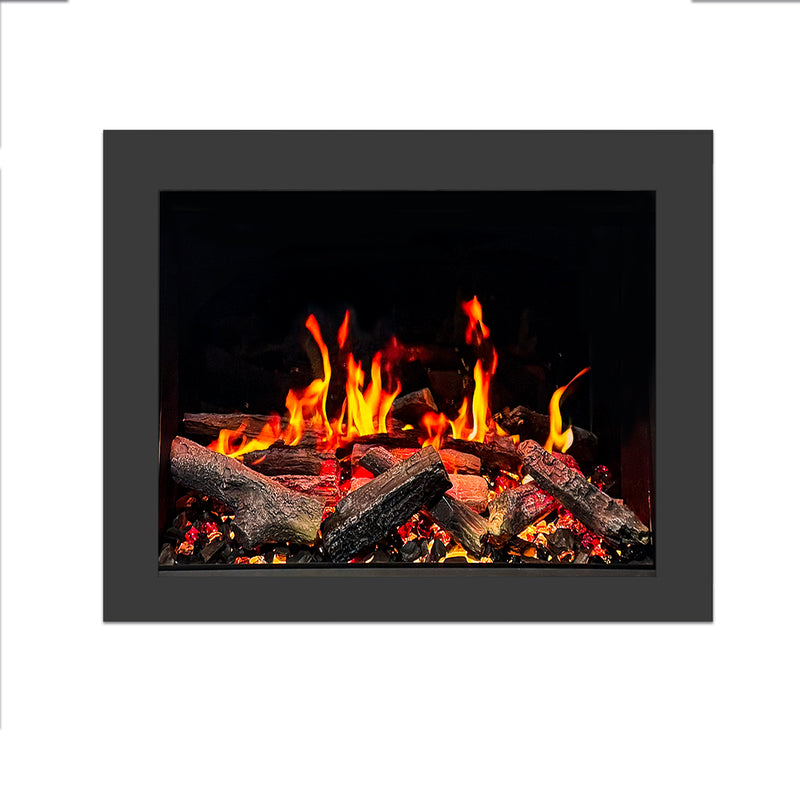 LiteStar 38-inch Smart Electric Fireplace Insert with App 5 Unique Flame Crackling Sounds Driftwood Logs & River Rocks - ZEF38VC, Black Fireplace 38"