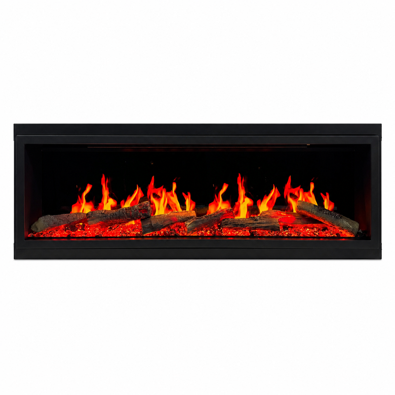 Litedeer Homes Latitude ZEF45X 45" Built-In Smart Electric Fireplace – Ultra-Slim Linear Recessed Fireplace with Breathing Driftwood Logs, Wi-Fi App & Remote Control