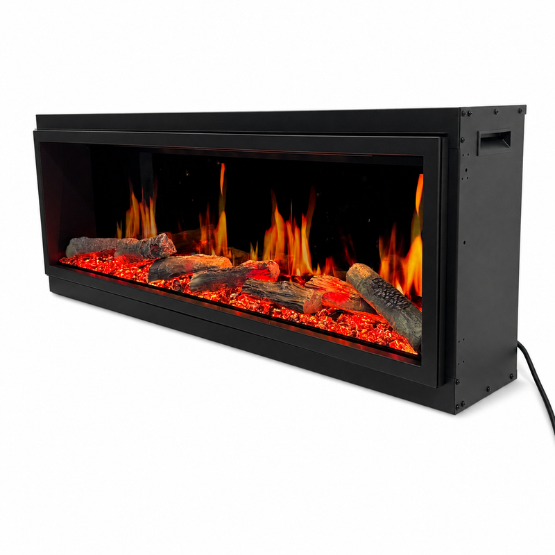 Litedeer Homes Latitude ZEF45X 45" Built-In Smart Electric Fireplace – Ultra-Slim Linear Recessed Fireplace with Breathing Driftwood Logs, Wi-Fi App & Remote Control
