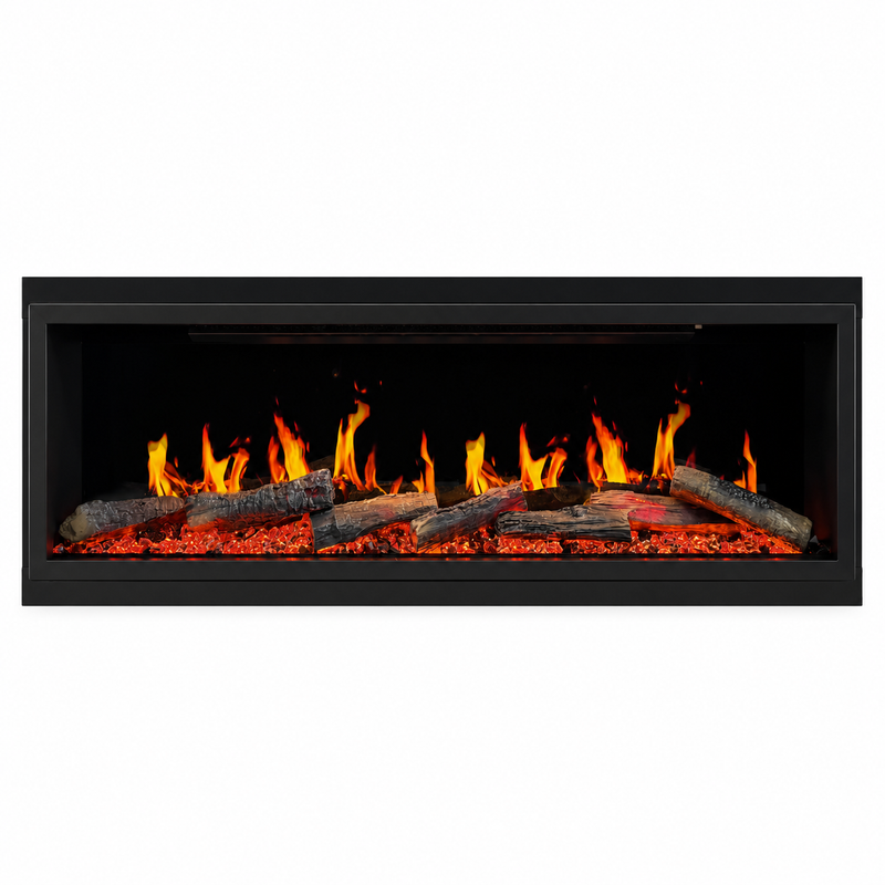 Litedeer Homes Latitude ZEF45X 45" Built-In Smart Electric Fireplace – Ultra-Slim Linear Recessed Fireplace with Breathing Driftwood Logs, Wi-Fi App & Remote Control