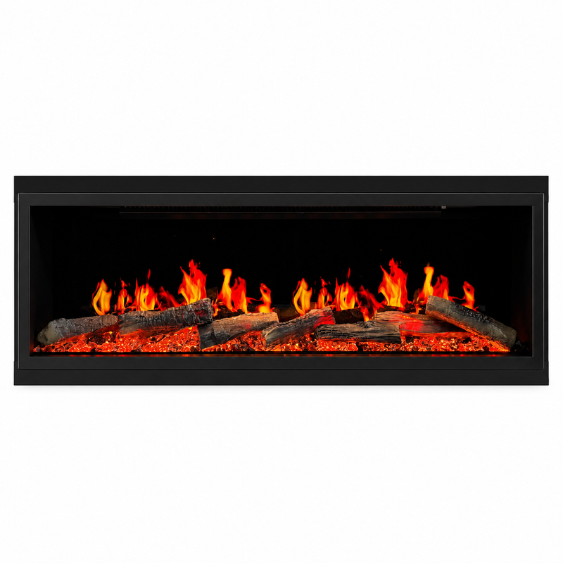 Litedeer Homes Latitude ZEF45X 45" Built-In Smart Electric Fireplace – Ultra-Slim Linear Recessed Fireplace with Breathing Driftwood Logs, Wi-Fi App & Remote Control