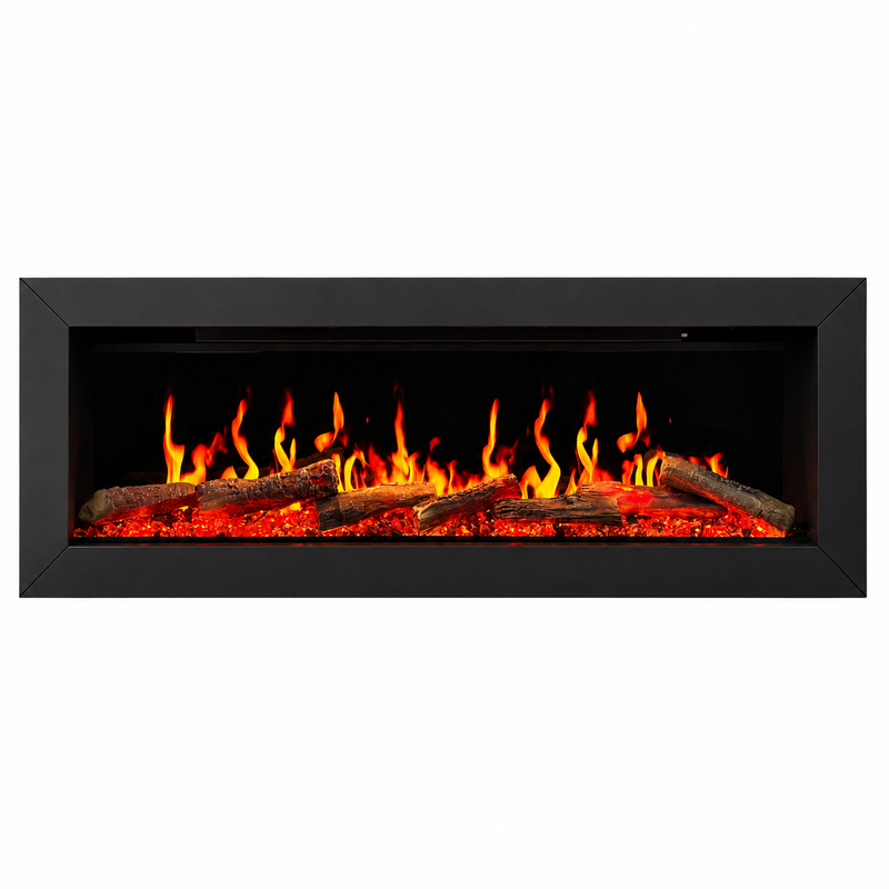 Litedeer Homes ZEF48X 48" Smart Electric Fireplace | Ultra-Slim Wall Mounted & Recessed | HD Multi-Flame, Breathing Logs, App Control