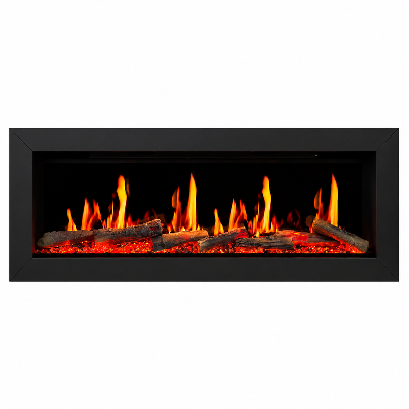 Litedeer Homes ZEF48X 48" Smart Electric Fireplace | Ultra-Slim Wall Mounted & Recessed | HD Multi-Flame, Breathing Logs, App Control