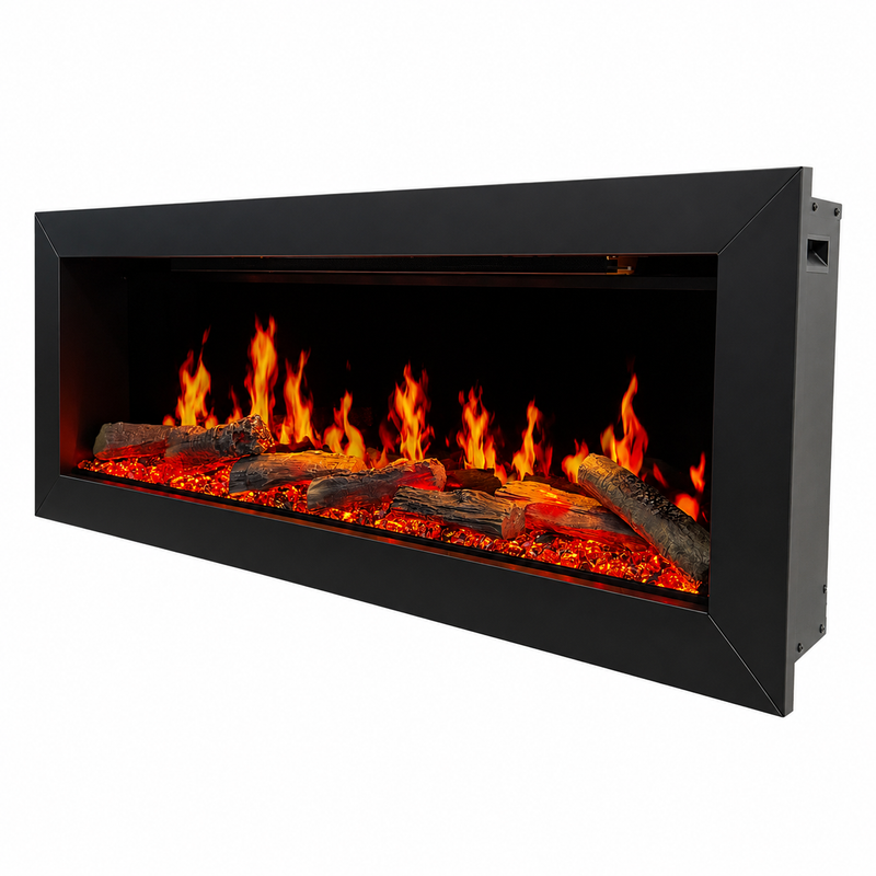 Litedeer Homes ZEF48X 48" Smart Electric Fireplace | Ultra-Slim Wall Mounted & Recessed | HD Multi-Flame, Breathing Logs, App Control