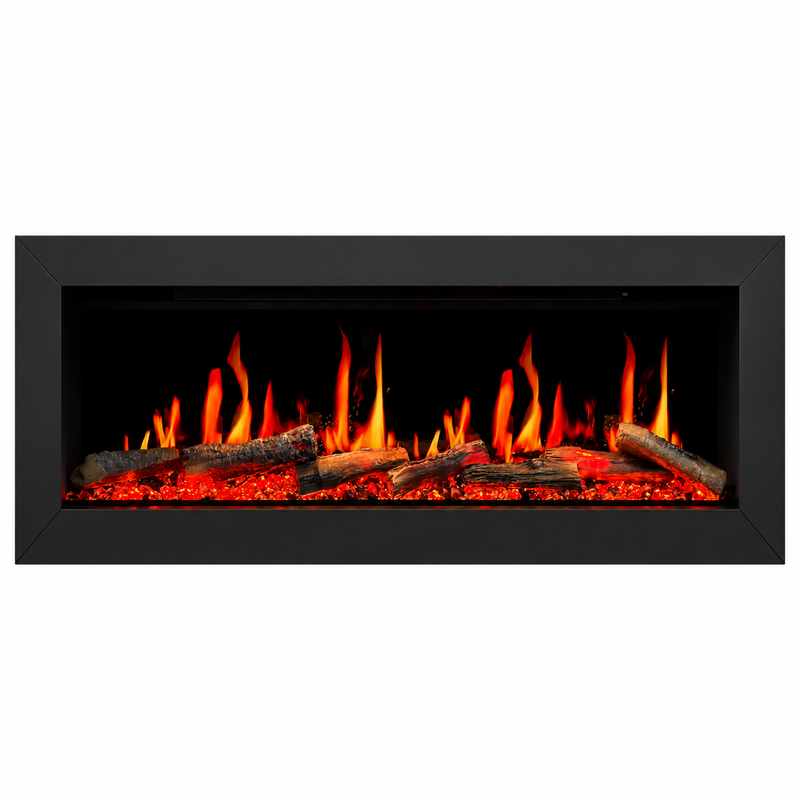 Litedeer Homes ZEF48X 48" Smart Electric Fireplace | Ultra-Slim Wall Mounted & Recessed | HD Multi-Flame, Breathing Logs, App Control