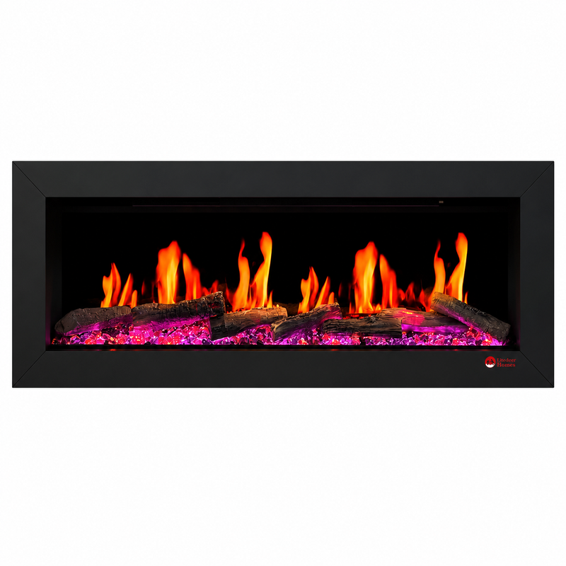Litedeer Homes ZEF48X 48" Smart Electric Fireplace | Ultra-Slim Wall Mounted & Recessed | HD Multi-Flame, Breathing Logs, App Control