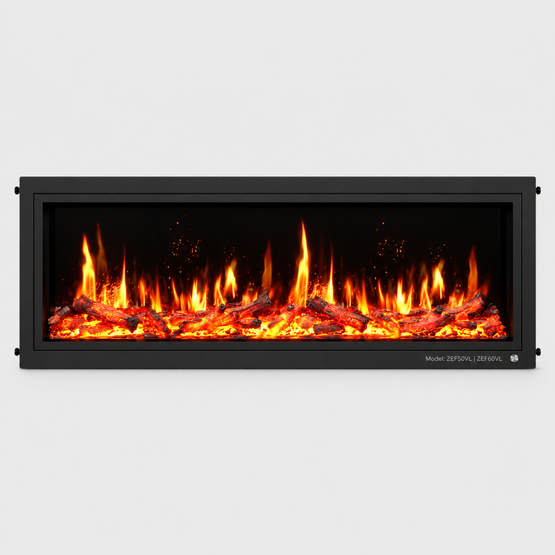 Litedeer Latitude ZEF50VL 50-Inch Built-in Linear Electric Fireplace — Ultra Slim, Smart App Control, Breathing Logs, No Vent