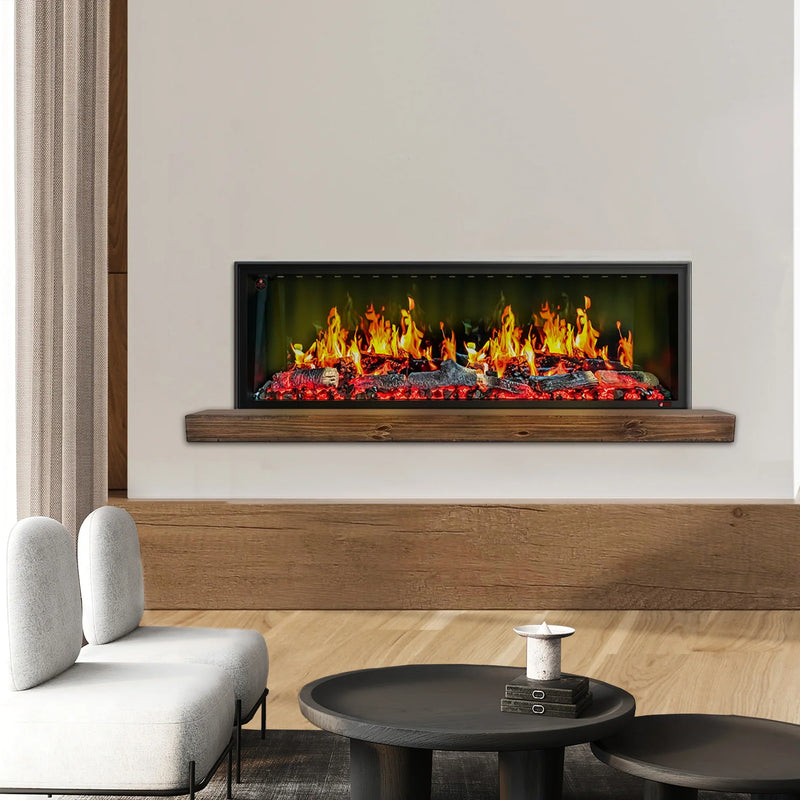 Litedeer Homes Latitude 55" Built-in Smart Electric Fireplace with Crackling Sounds Multi-Style, 5 Colours, Breathing Logs,Smart App (Model:ZEF55T)