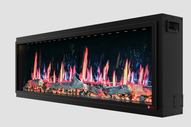 2025 New Litedeer Latitude II 58-inch Wall-Mounted Smart Electric Fireplace with Crackling Sounds, Multi-Flame Style, APP Control, Reflective Amber Glass - ZEF58T - Litedeer Homes