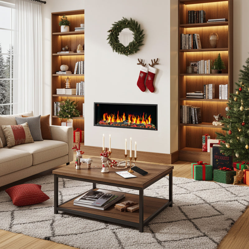 Litedeer Homes Latitude 55" Smart Built-In Electric Fireplace with Breathing Logs (Model ZEF55V)