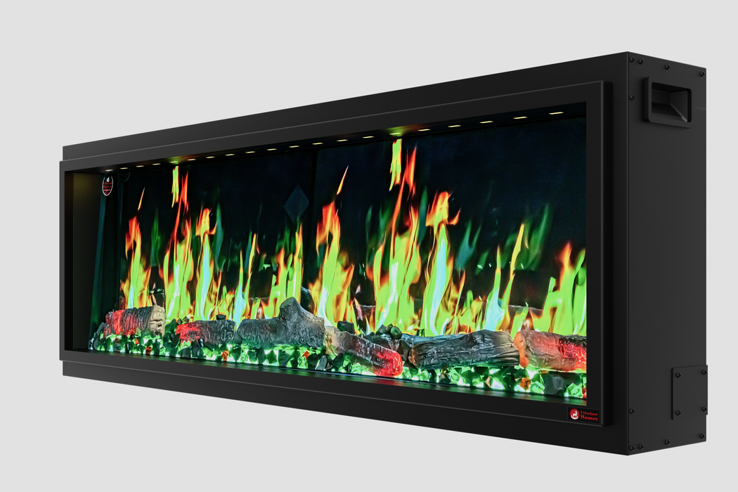 2025 New Litedeer Homes Latitude II 68" Smart Wall Mount Electric Fireplace with App Crushed Ice Rocks & Remote - ZEF68XC
