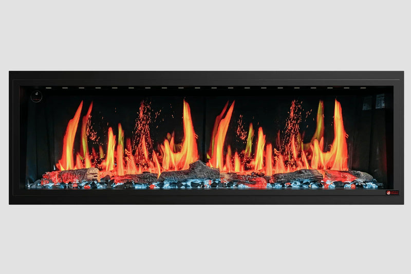 2025 New Litedeer Latitude II 58-inch Wall-Mounted Smart Electric Fireplace with Crackling Sounds, Multi-Flame Style, APP Control, Reflective Amber Glass - ZEF58T - Litedeer Homes