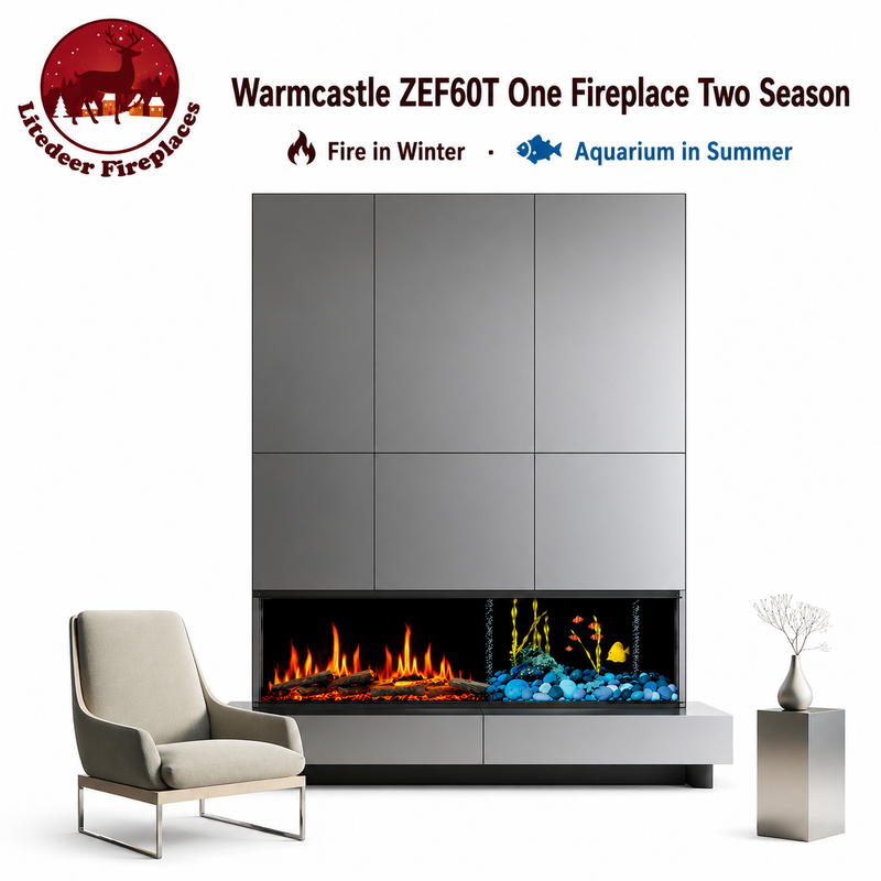 Litedeer Homes Warmcastle ZEF50T 50-Inch 3-Sided Panorama Smart Electric Fireplace