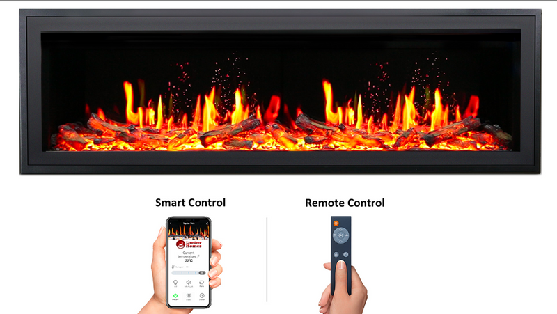 Chimenea eléctrica ultradelgada Litedeer Homes Alpine Series de 60 pulgadas con aplicación (modelo: ZEF60VL)